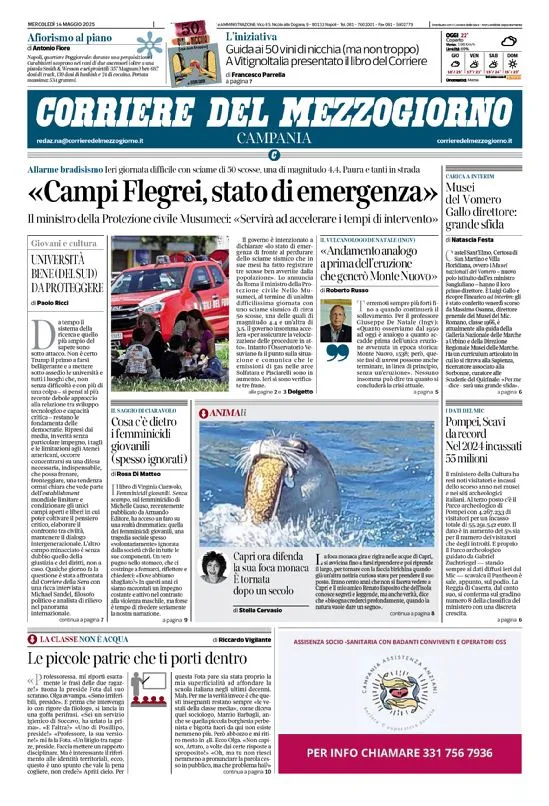 Prima-pagina-corriere del mezzogiorno-del-2025-05-14